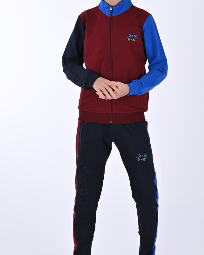 Boys Tracksuit; Maroon & Navy Blue; Polyster; Available 6yrs, 10yrs
