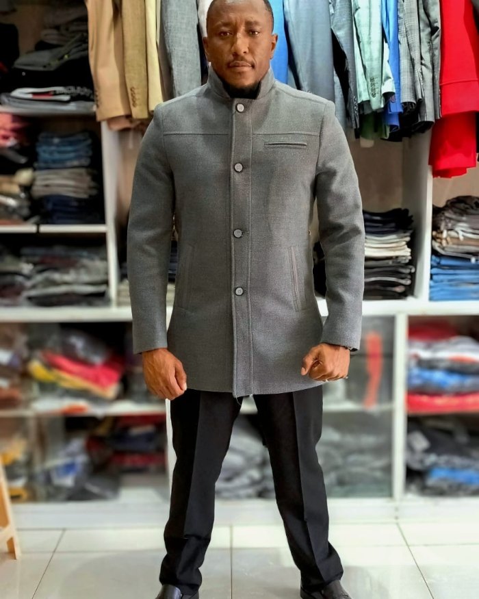 Men's Trench Coats - Grey - Wool, Polyester & Viscose - Sizes 46-56