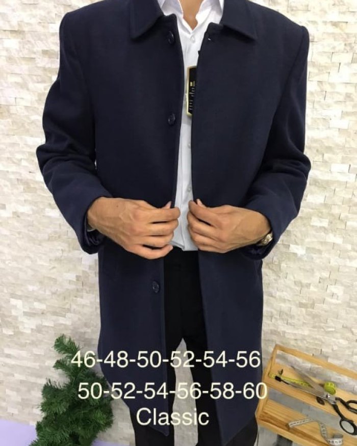 Men's Trench Coats - Navy Blue - Wool, Polyester & Viscose - Sizes 52 & 56
