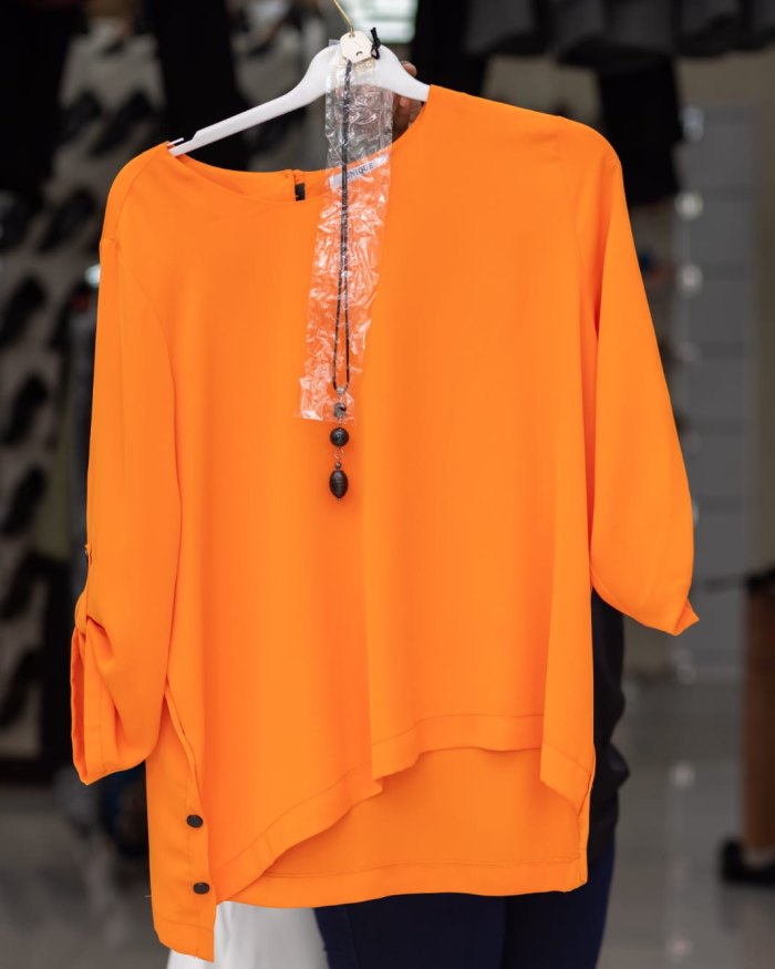 Ladies Blouses – Orange with button - Size 44-50