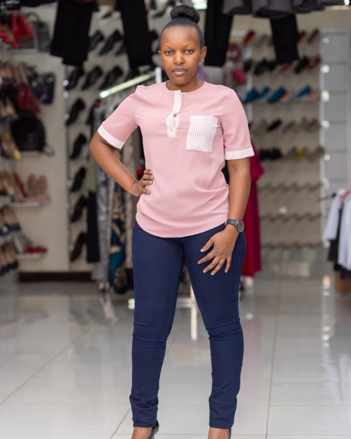 Ladies Blouses – Pink with stripes - Size 36-42