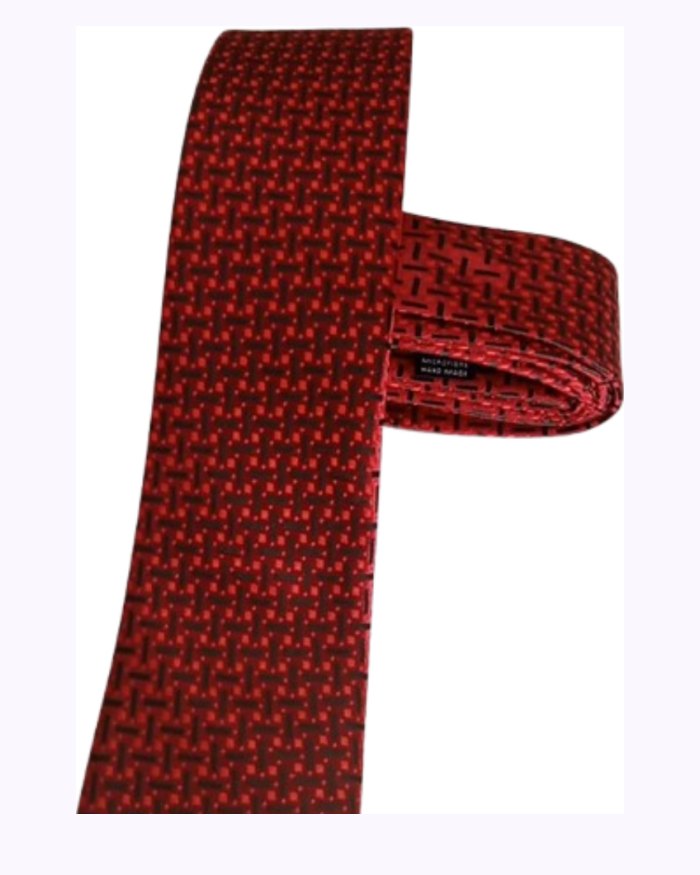 Tie, Flowered Red & Black.