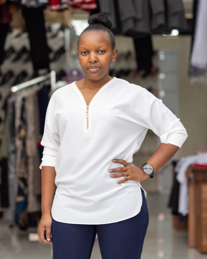Ladies Blouses - Red/Navy Blue/White & with zipper - Size 36-50