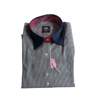 Scosta shirt, navyblue, black & white stripped.