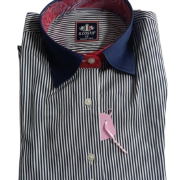 Scosta shirt, navyblue, black & white stripped.