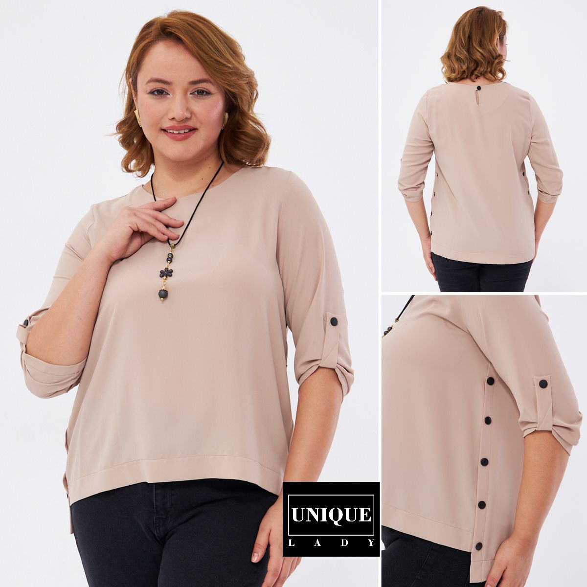 Ladies Blouses - Brown/Blue/with buttons - Size 36-50