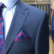 Men’s Navy Blue Checked Suit – Size 48 & 59