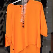 Ladies Blouses – Orange with button – Size 44-50