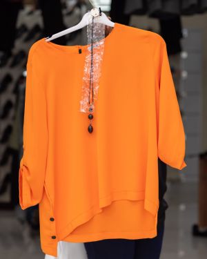 Ladies Blouses – Orange with button – Size 44-50