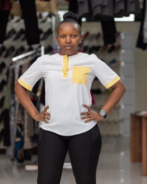 Ladies Blouses – Pink with stripes – Size 36-42