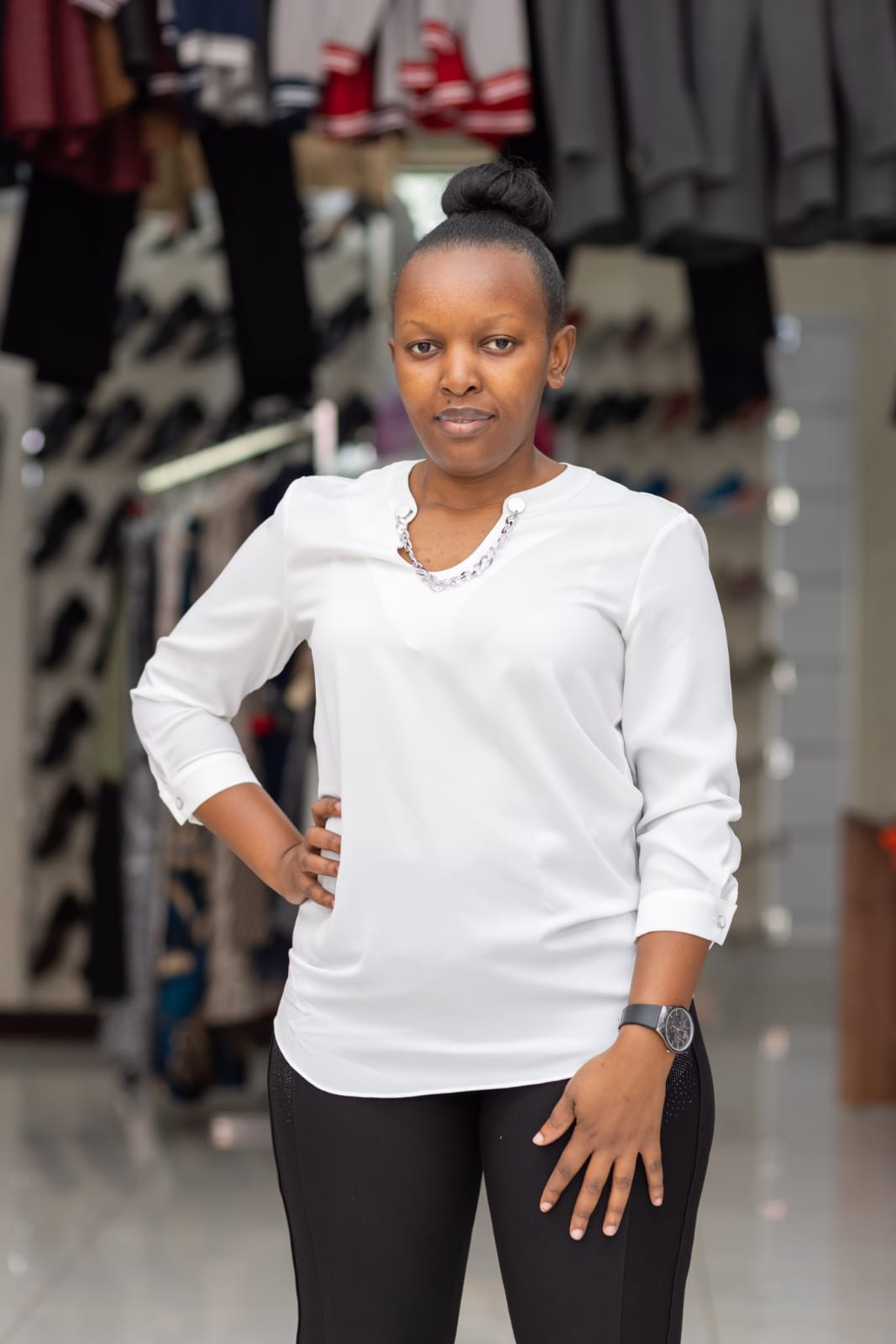 Ladies Blouses – White & with button option - Size 36-50