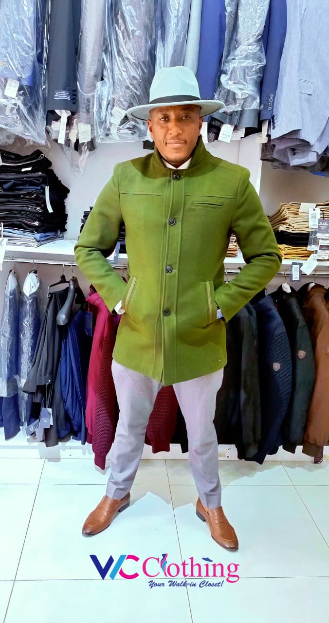 Men’s Trench Coats – Green, Wool, Viscose & Polyester - Size 46-48