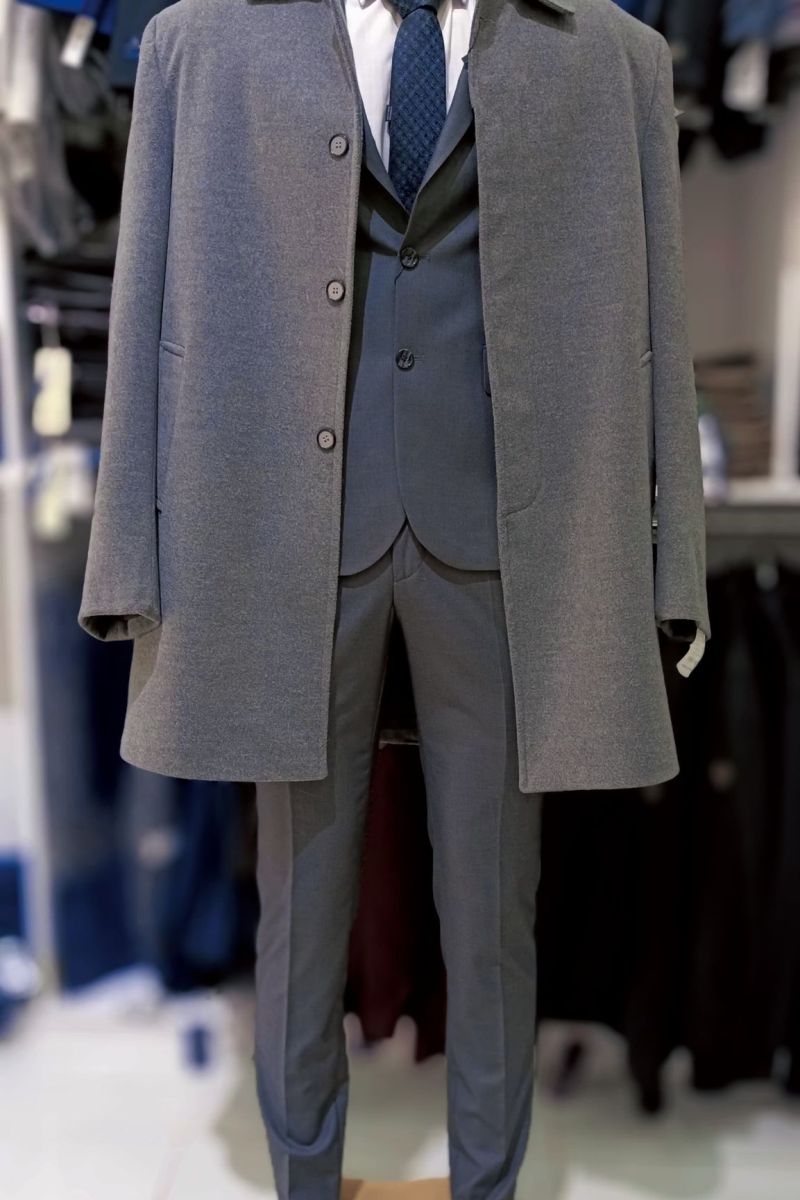 Men’s Trench Coats – Grey – Wool, Polyester & Viscose – Sizes 46-56