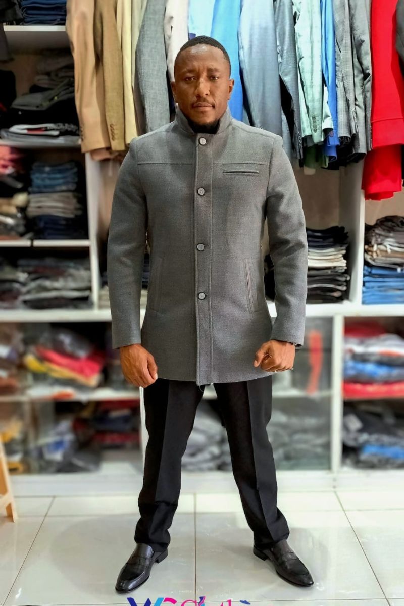 Men’s Trench Coats – Grey – Wool, Polyester & Viscose – Sizes 46-56