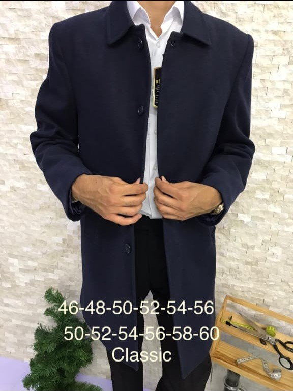 Men’s Trench Coats – Navy Blue – Wool, Polyester & Viscose – Sizes 52 & 56