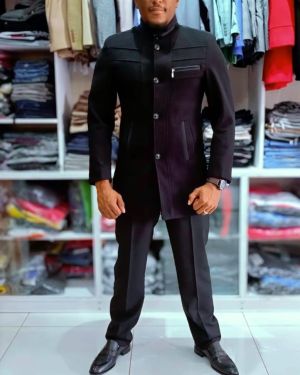 Men’s Trench Coats – Black, Wool, Viscose & Polyester – Size 46-48