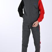 Boys Tracksuit; Grey and Red; Polyster; Available 6yrs, 8yrs, 10yrs