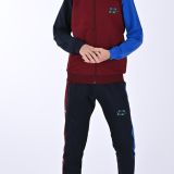 boys tracksuit; maroon and navyblue; polyster; available 6yrs, 10yrs =3,500