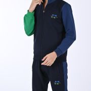 Boys Tracksuit; Navy Blue & Green; Polyester; Available 6yrs, 8yrs